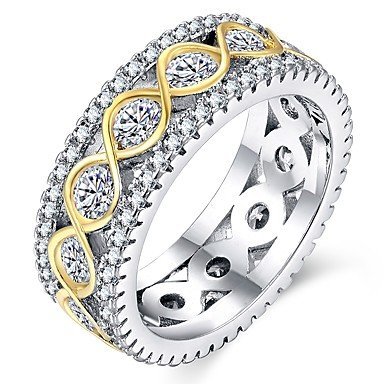 Fashion cross rings, silver, copper, unlimited, wave, classic, silver rhinestone ceremony