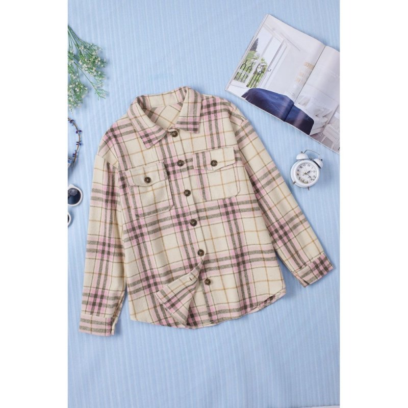 Pocketed Button-up Long Sleeve Plaid Jacket - from category Jackets & Coats (Dsipark.com | Best Online Shopping Website for Discounted Deals)