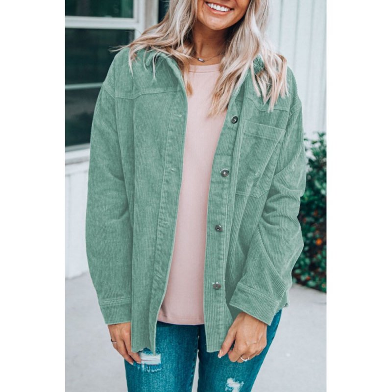 Green Pocket Buttons Corduroy Jacket - from category Jackets & Coats (Dsipark.com | Best Online Shopping Website for Discounted Deals)