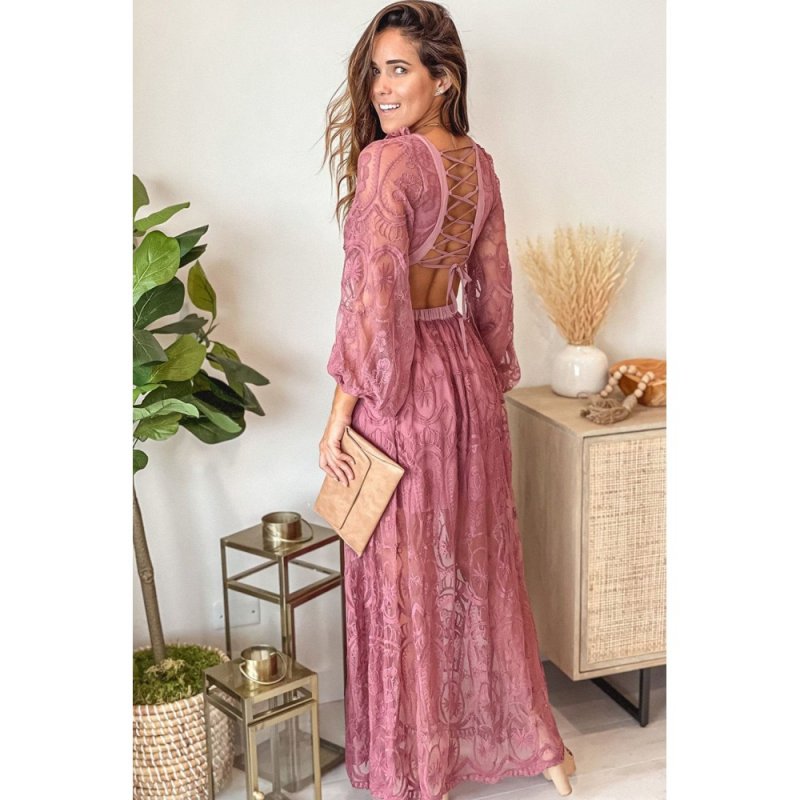 Cut out Lace Bubble Sleeve Maxi Dress - from category Maxi Dresses (Dsipark.com | Best Online Shopping Website for Discounted Deals)