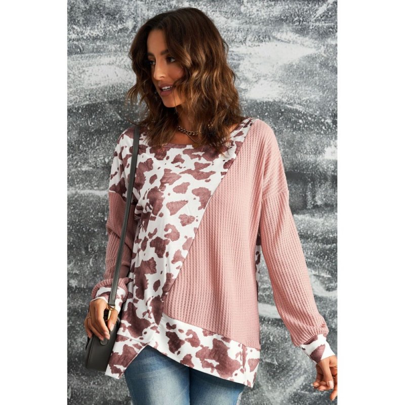 Brown Cow Contrast Asymmetrical Long Sleeve Top - from category Long Sleeve Tops (Dsipark.com | Best Online Shopping Website for Discounted Deals)