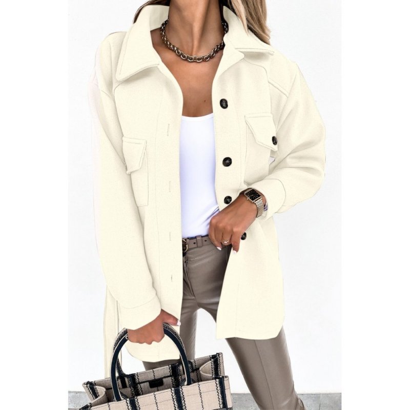 Beige Lapel Button-Down Coat with Chest Pockets - from category Jackets & Coats (Dsipark.com | Best Online Shopping Website for Discounted Deals)