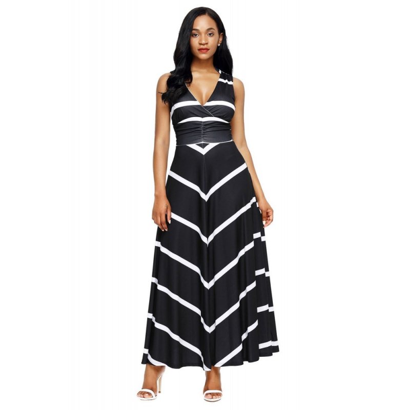 Black V Neck Cut out Back Printed Maxi Dress - from category Maxi Dresses (Dsipark.com | Best Online Shopping Website for Discounted Deals)