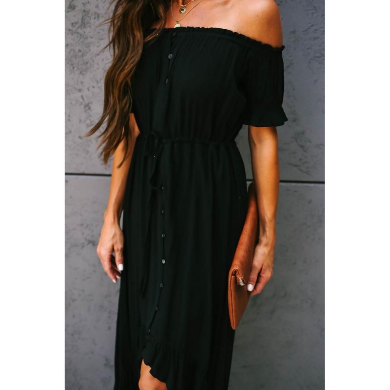 Black Glaze High Low Off The Shoulder Maxi Dress - from category Maxi Dresses (Dsipark.com | Best Online Shopping Website for Discounted Deals)