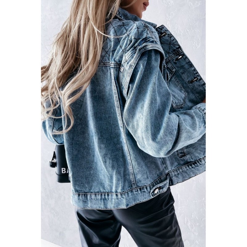 Plaid Turn Down Collar Buttoned Denim Jacket - from category Jackets & Coats (Dsipark.com | Best Online Shopping Website for Discounted Deals)