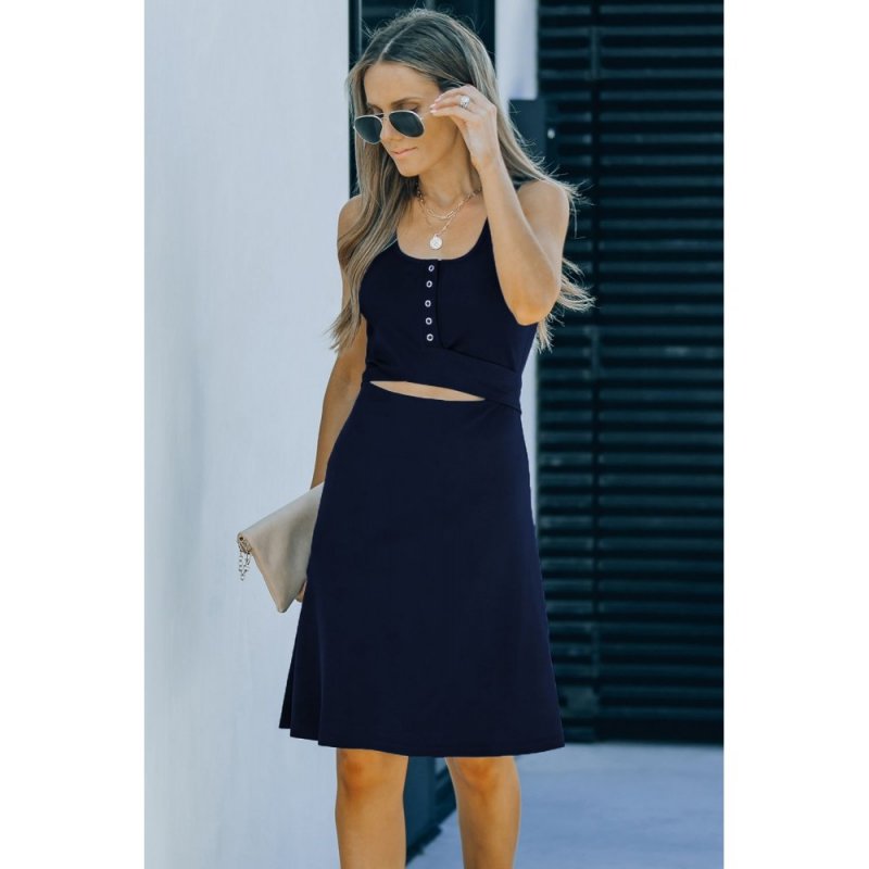 Blue Waist Cutout Twist Detail Sleeveless Midi Dress - from category Midi Dresses (Dsipark.com | Best Online Shopping Website for Discounted Deals)