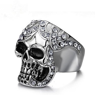 Cubic zirconia ring geometry knuckle ring, vintage skull, punk silver jewelry gift