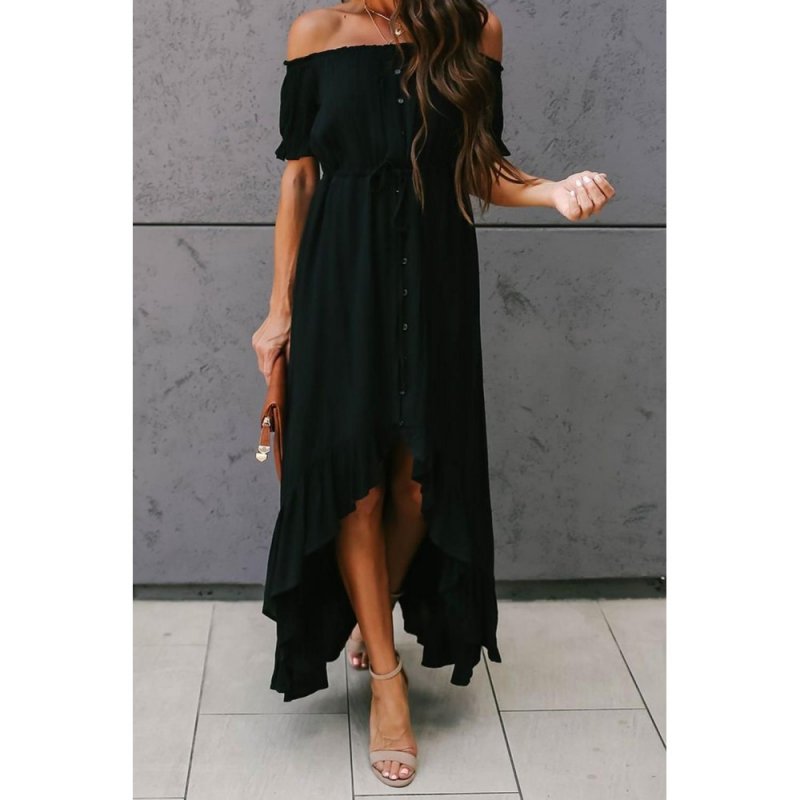 Black Glaze High Low Off The Shoulder Maxi Dress - from category Maxi Dresses (Dsipark.com | Best Online Shopping Website for Discounted Deals)