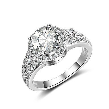 Cubic zirconia rings, zircon, silver-plated classic, retro, elegant silver jewelry wedding engagement ceremony
