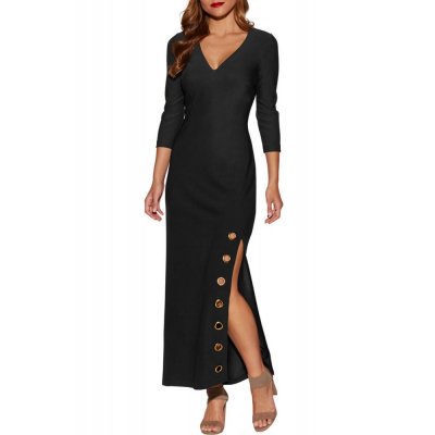 Grommet Side Slit Accent Black Maxi Dress - from category Maxi Dresses (Dsipark.com | Best Online Shopping Website for Discounted Deals)